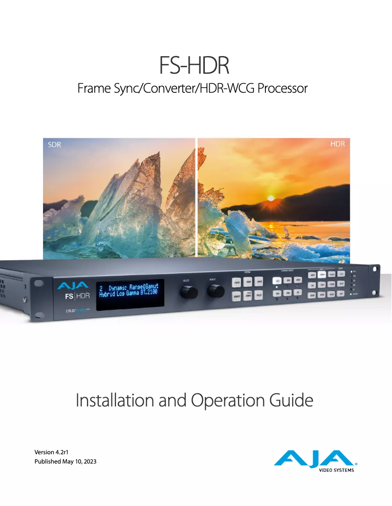 Imagen de la primera página del manual del dispositivo FS-HDR