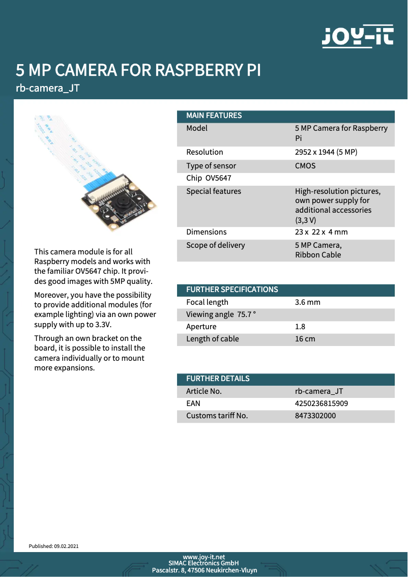 Imagen de la primera página del manual del dispositivo rb-camera_JT