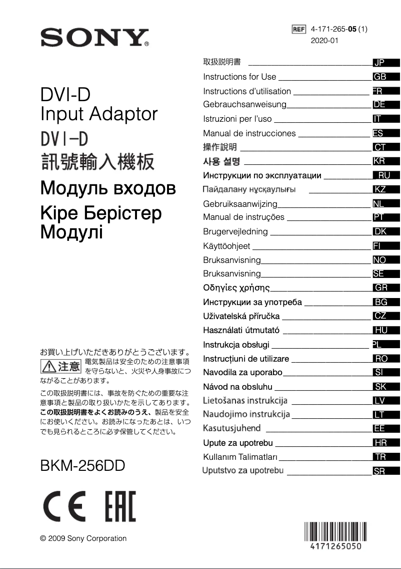 Imagen de la primera página del manual del dispositivo BKM-256DD