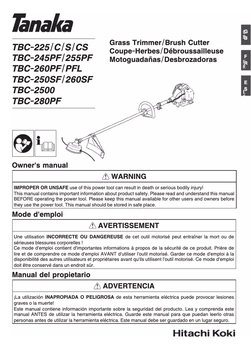 Página 1 del manual Manual de usuario Tanaka TBC-225