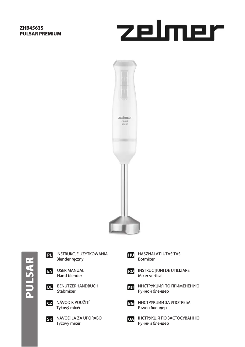 Imagen de la primera página del manual del dispositivo Pulsar Premium ZHB4563S