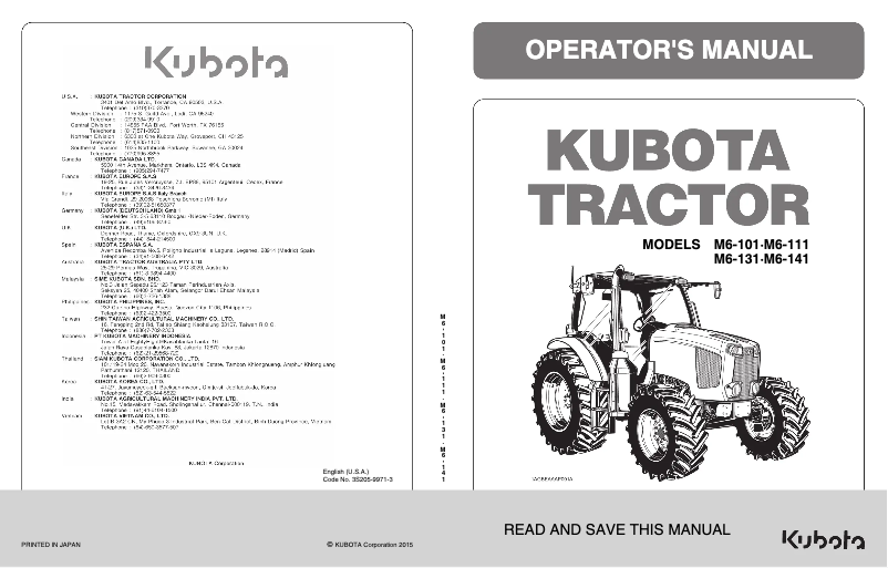 Página nº 1 - Manual de usuario Kubota M6-141DTCC-F