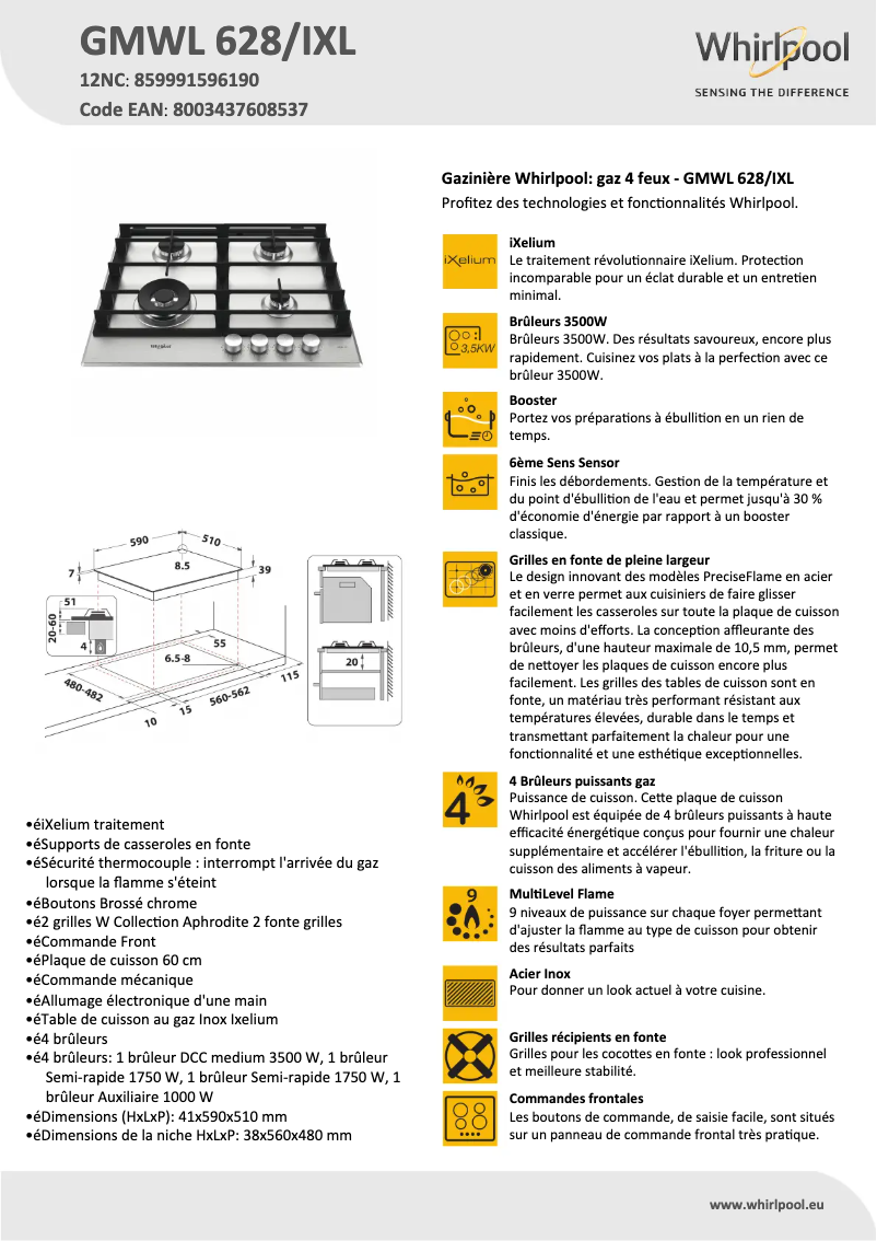 Imagen de la primera página del manual del dispositivo GMWL 628/IXL