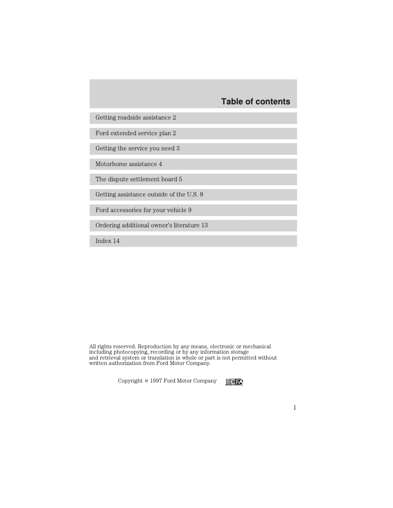 Imagen de la primera página del manual del dispositivo F-250 Light Duty (1998)