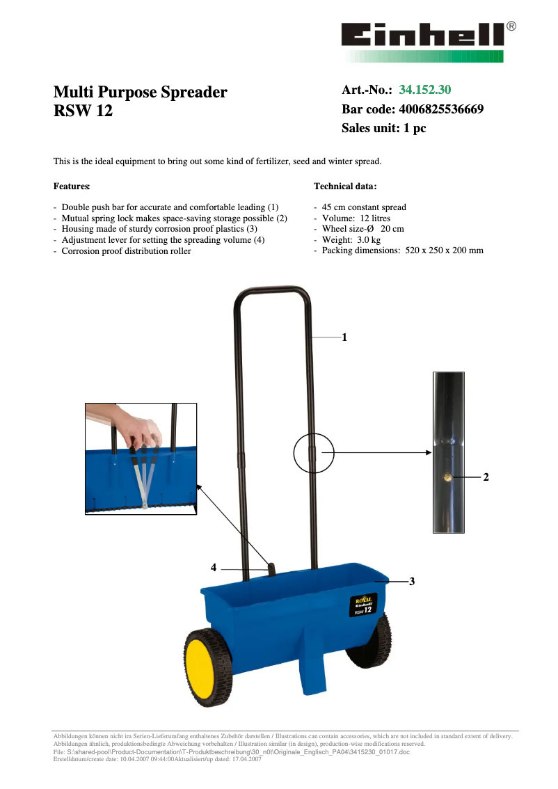 Imagen de la primera página del manual del dispositivo RSW 12