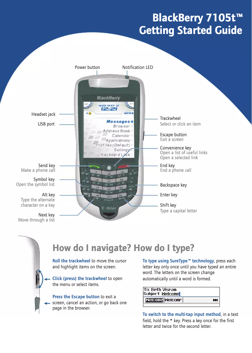 Página 1 del manual Manual de usuario BlackBerry 7105T