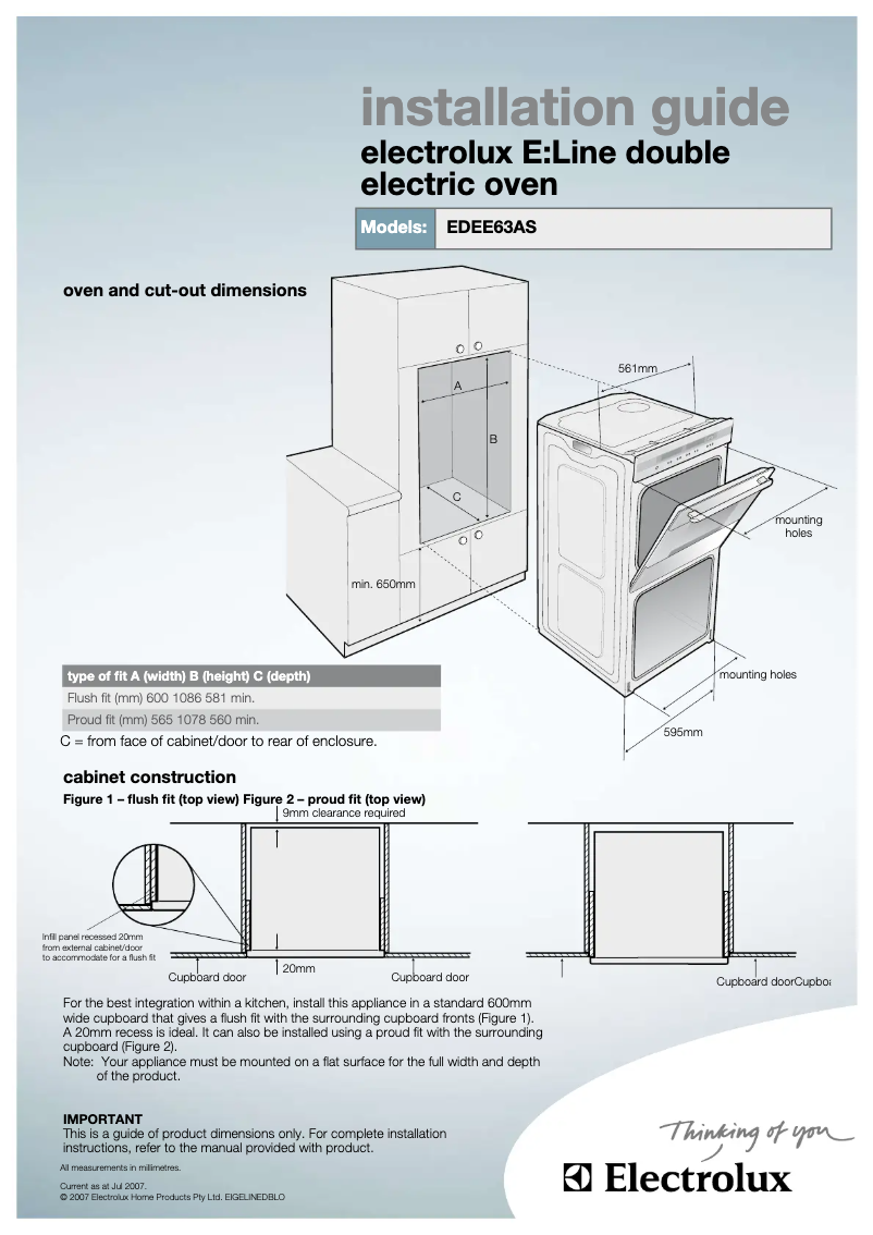 Página nº 1 - Guía de instalación Electrolux EDEE63AS