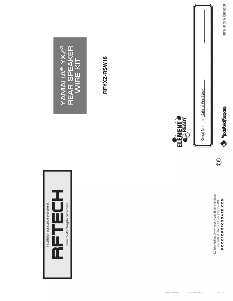 Página nº 1 - Manual de usuario Rockford Fosgate RFYXZ-RSW16