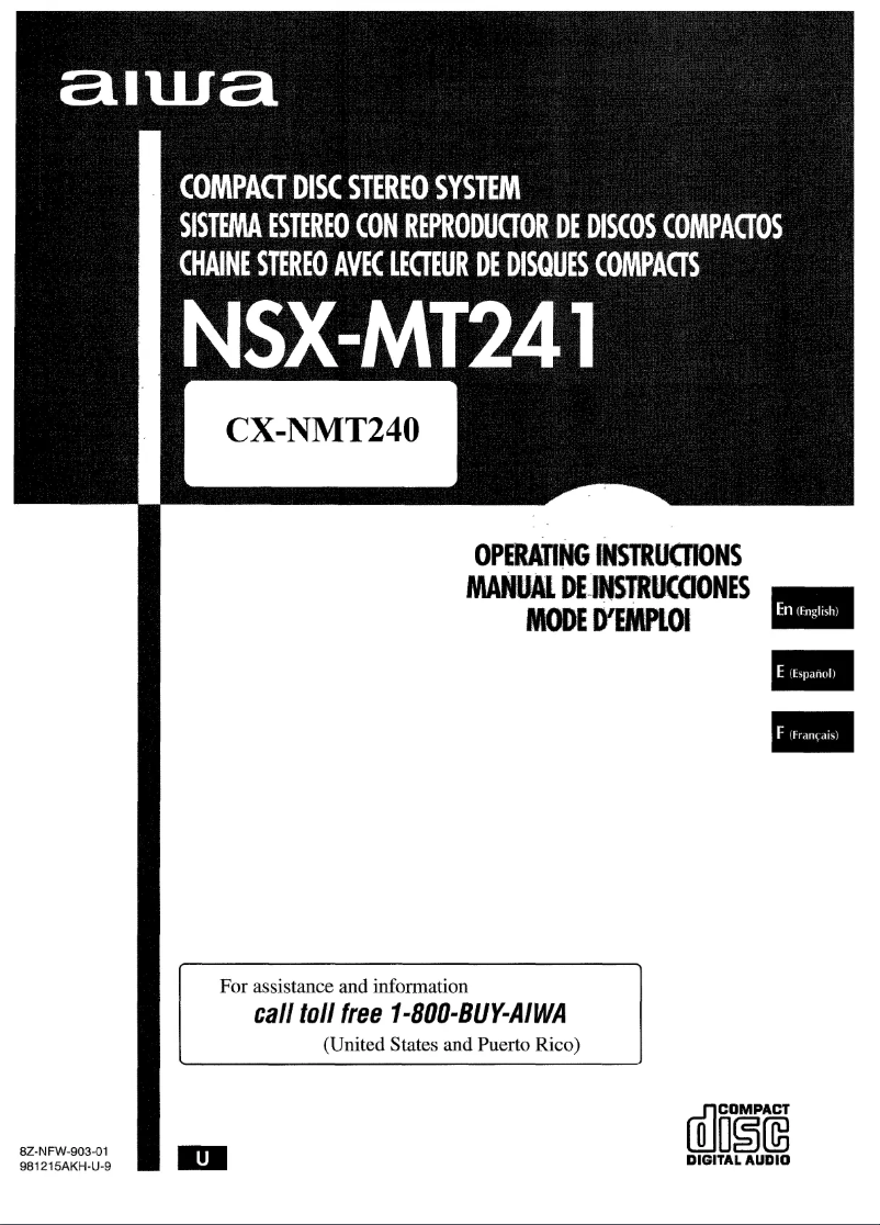 Imagen de la primera página del manual del dispositivo NSX-MT241