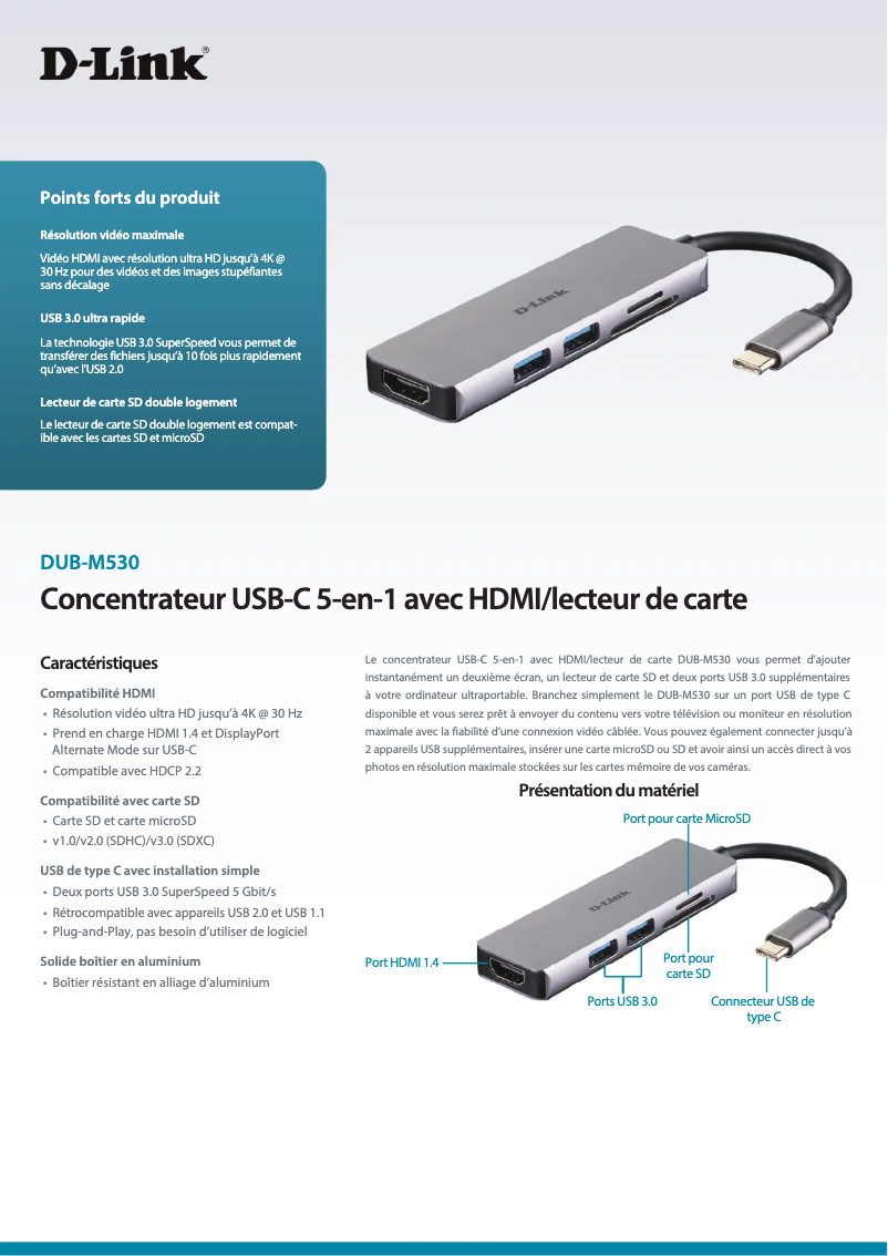 Imagen de la primera página del manual del dispositivo DUB-M530