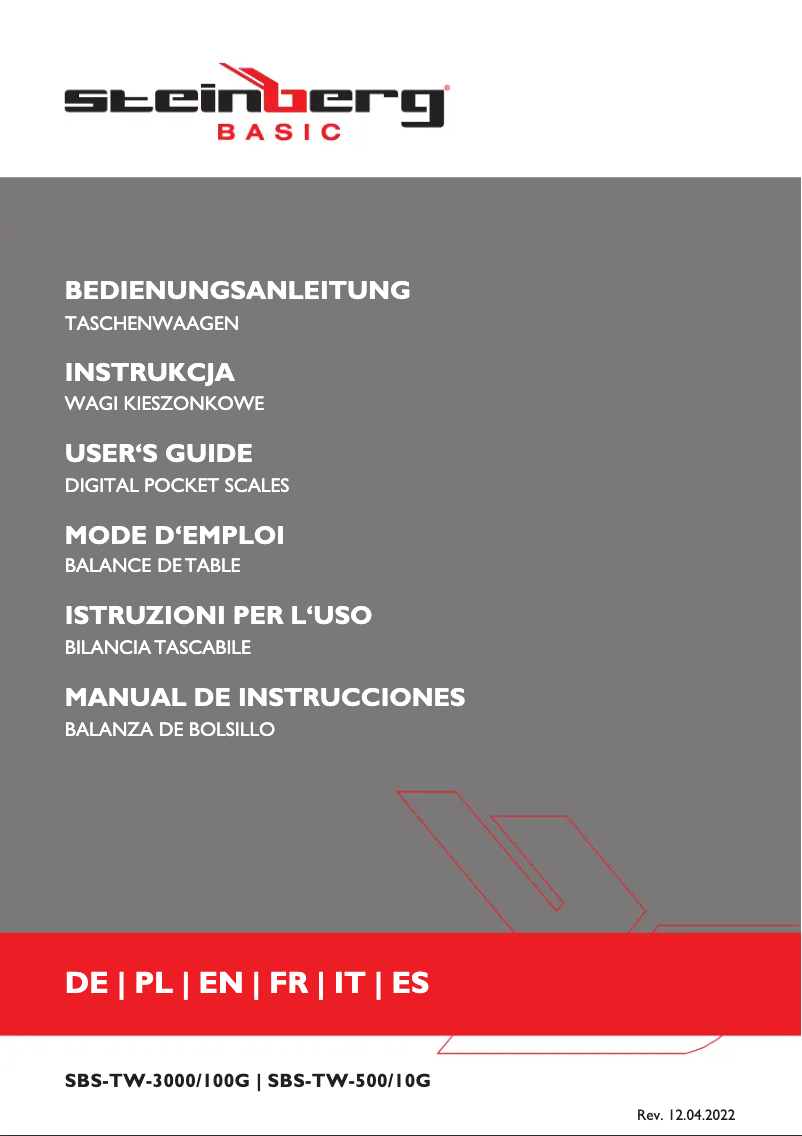 Imagen de la primera página del manual del dispositivo SBS-TW-500/10G