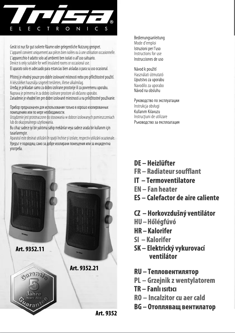 Página 1 del manual Manual de usuario Trisa Vario Heater