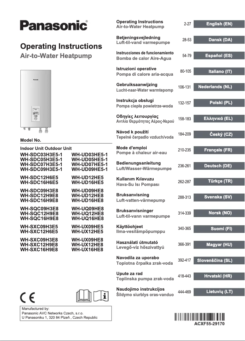 Imagen de la primera página del manual del dispositivo WH-SXC12H9E8