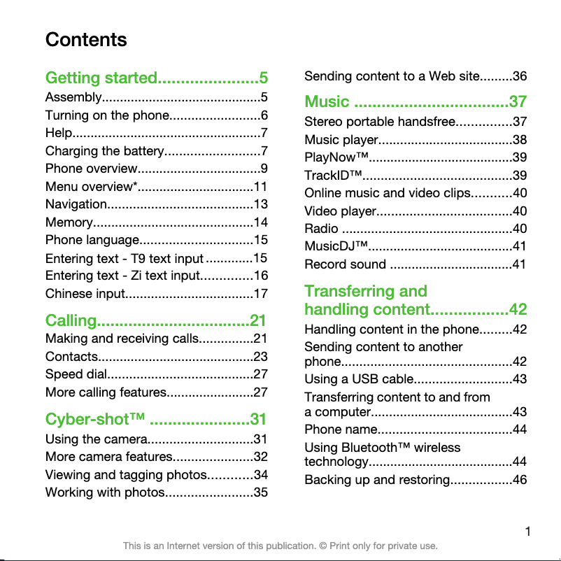 Página 1 del manual Manual de usuario Sony C903