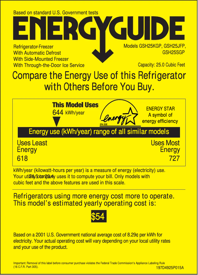 Página nº 1 - Etiqueta energética GE GSH25SGPSS