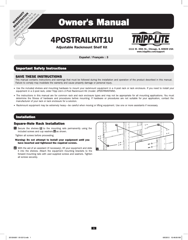 Imagen de la primera página del manual del dispositivo 4POSTRAILKITWM