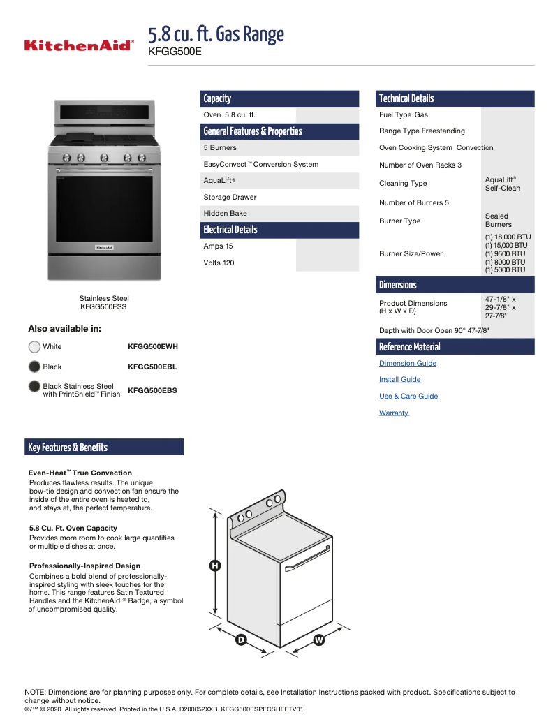 Imagen de la primera página del manual del dispositivo KFGG500EBL