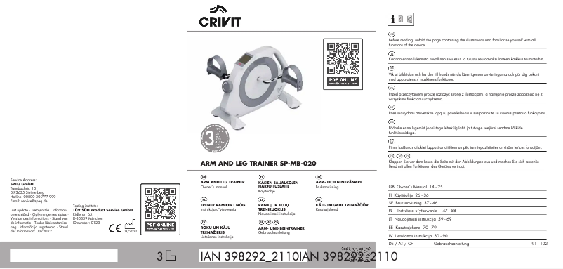 Imagen de la primera página del manual del dispositivo SP-MB-020