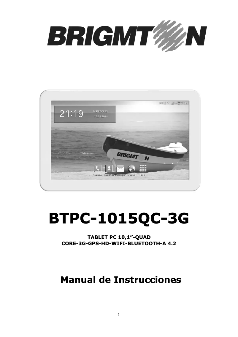 Página 1 del manual Manual de usuario Brigmton BTPC-1015QC