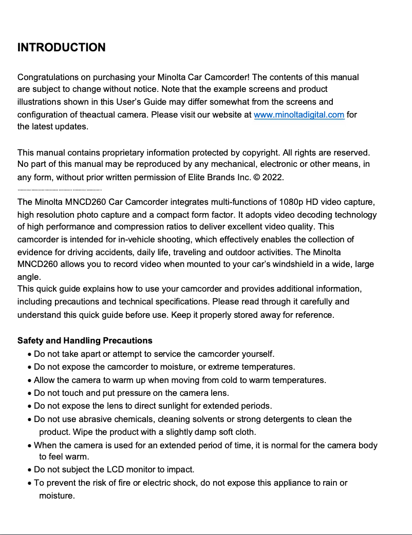Página 1 del manual Manual de usuario Minolta MNCD260