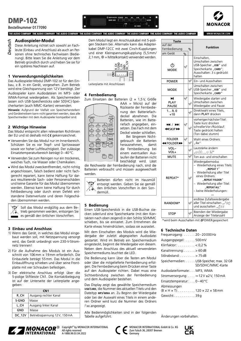 Imagen de la primera página del manual del dispositivo DMP-102