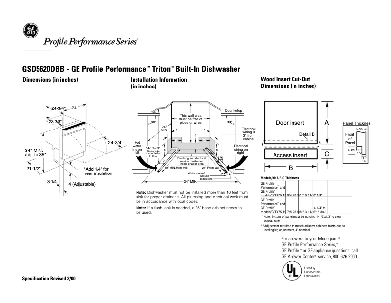 Página 1 del manual Ficha técnica GE Profile Performance Triton GSD5640FSS