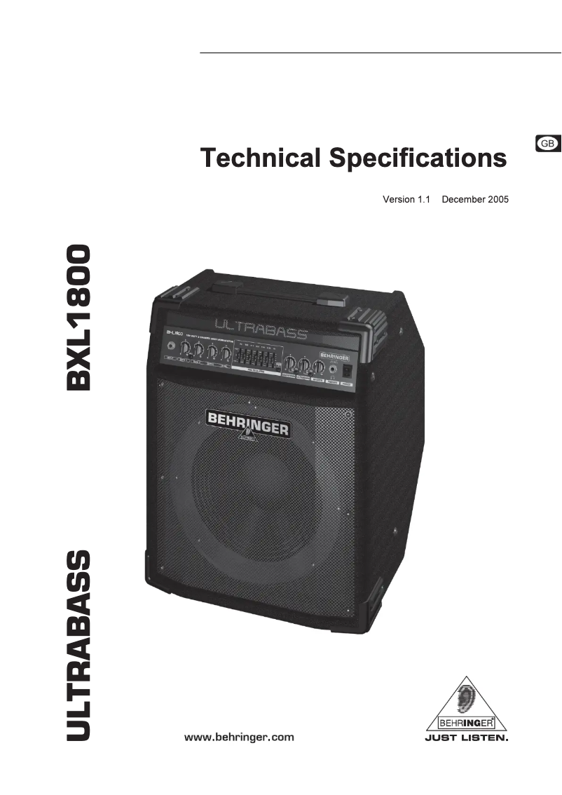 Página 1 del manual Manual de usuario Behringer BXL1800