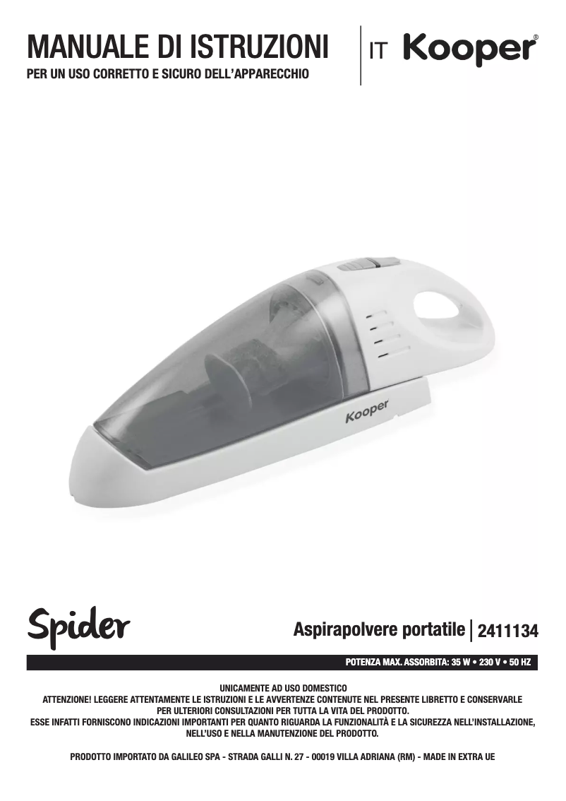 Página nº 1 - Manual de usuario Kooper 2411134