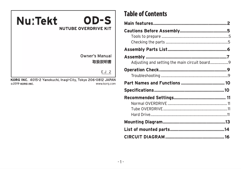 Imagen de la primera página del manual del dispositivo Nu:Tekt OD-S