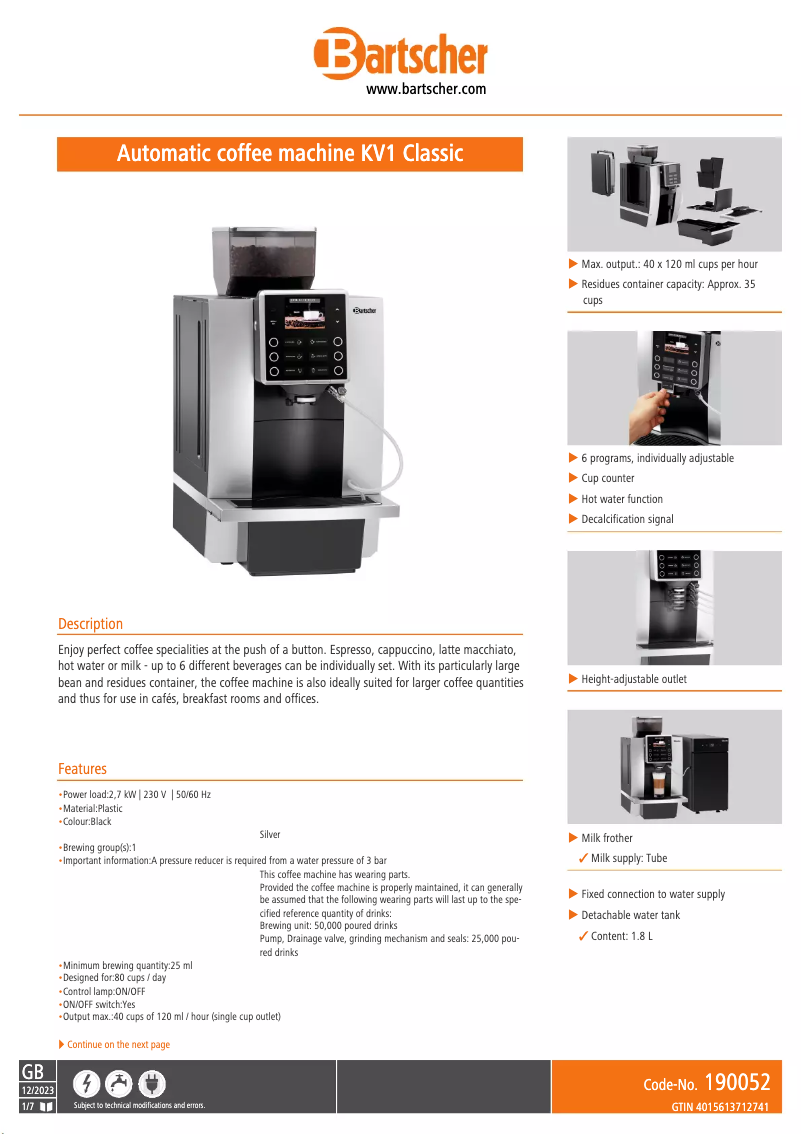 Imagen de la primera página del manual del dispositivo KV1 Classic