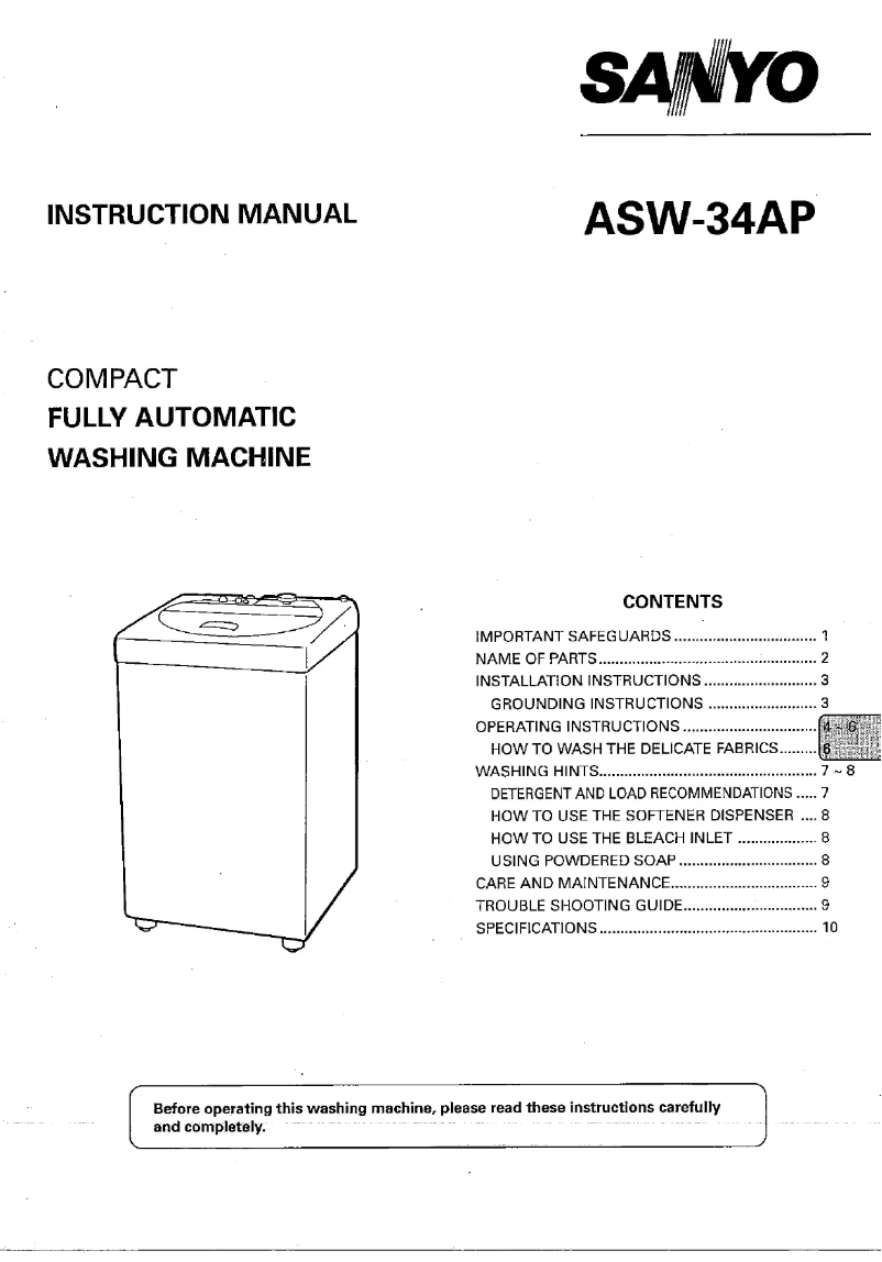Imagen de la primera página del manual del dispositivo ASW-34AP