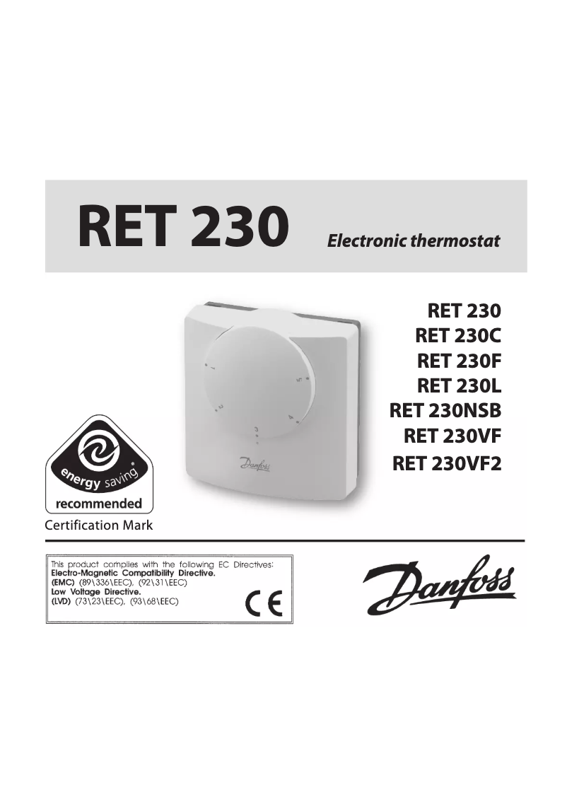 Página 1 del manual Manual de usuario Danfoss RET 230L