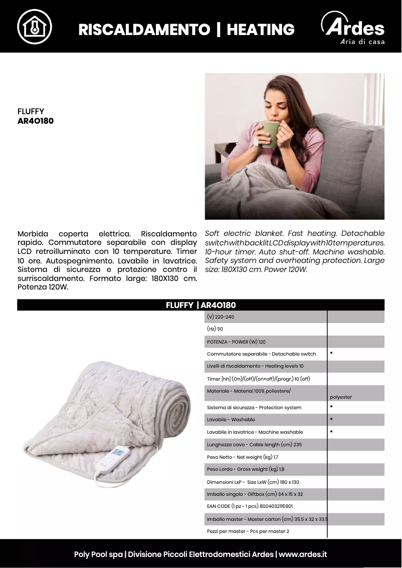 Página 1 del manual Ficha técnica Ardes AR4O180