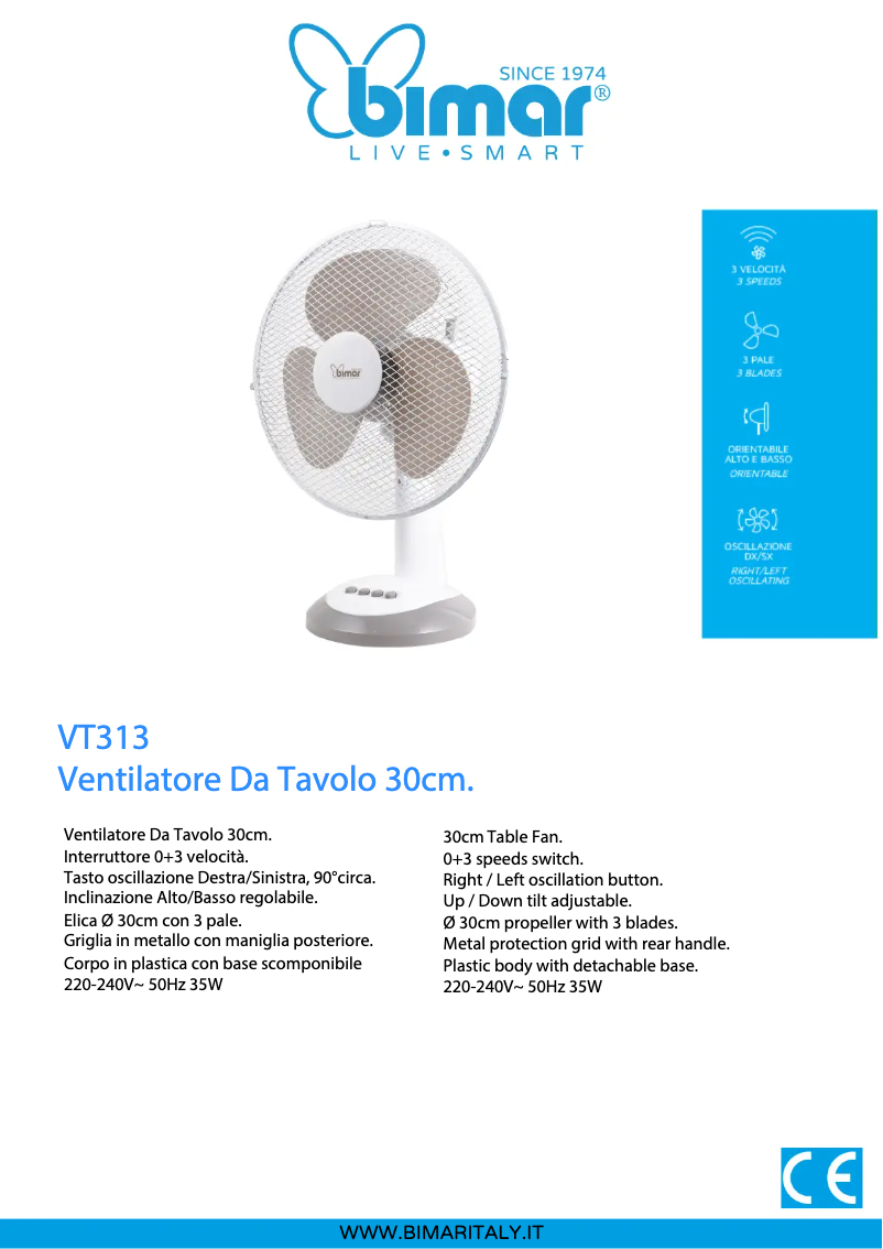 Página 1 del manual Ficha técnica Bimar VT313