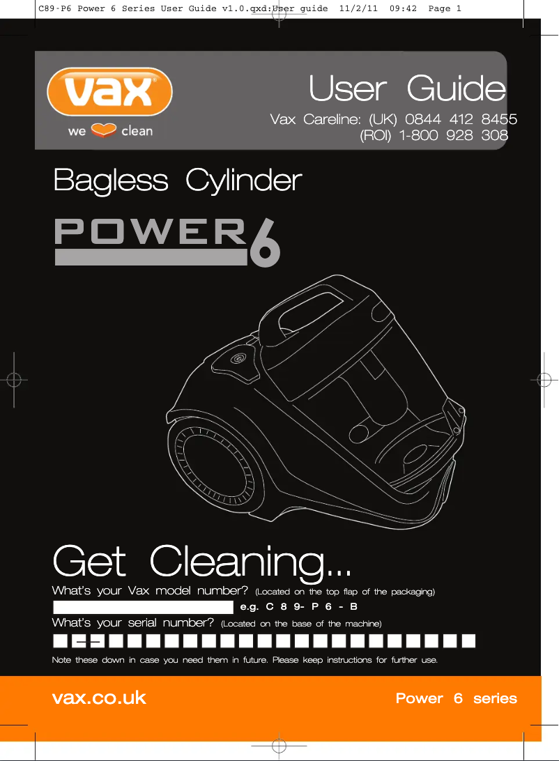 Página nº 1 - Manual de usuario Vax Power 6 Pet