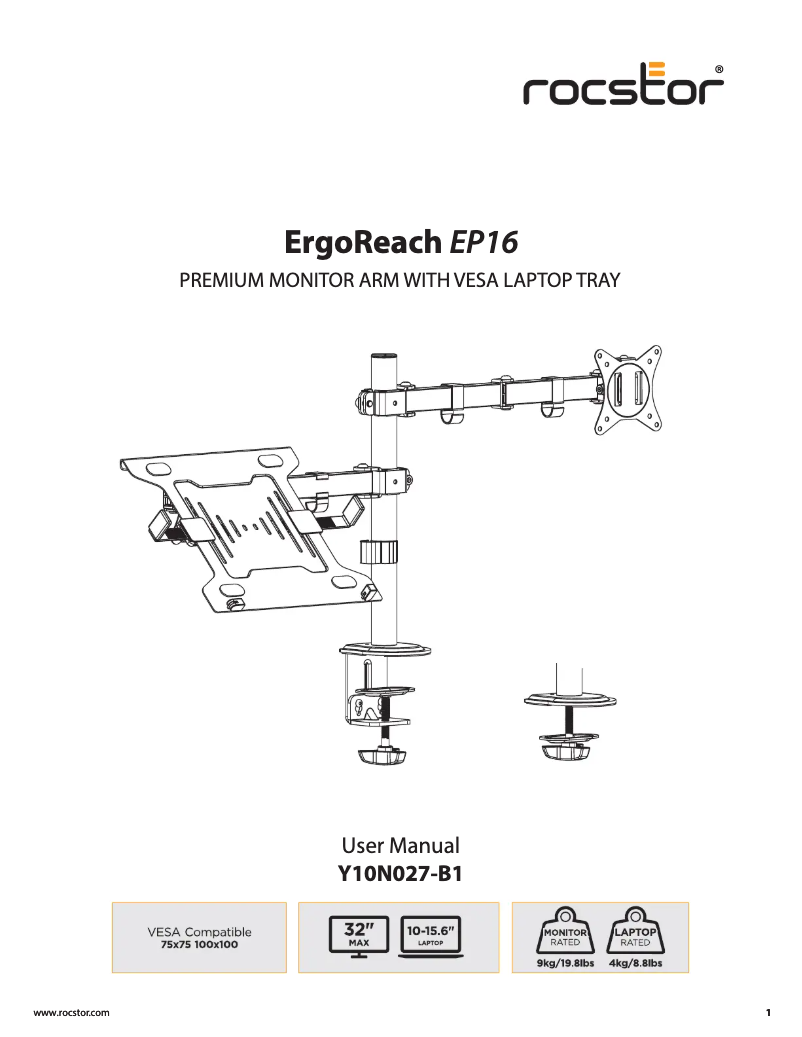 Página nº 1 - Manual de usuario Rocstor ErgoReach EP1