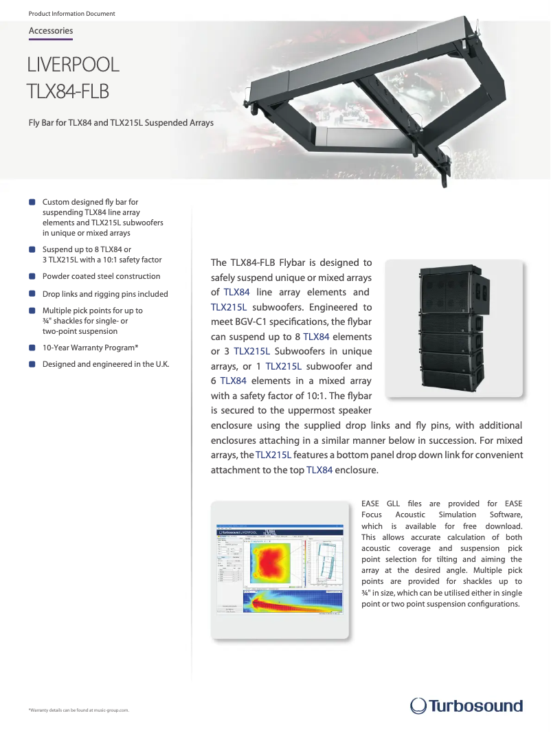 Página 1 del manual Ficha técnica Turbosound Liverpool TLX84-FLB