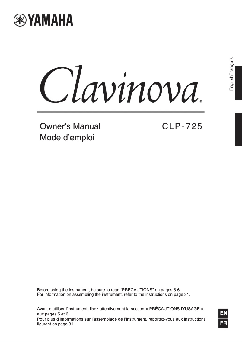 Página 1 del manual Manual de usuario Yamaha Clavinova CLP-725