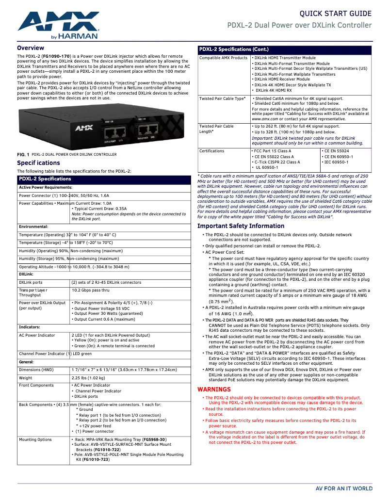Página 1 del manual Manual de usuario AMX PDXL-2