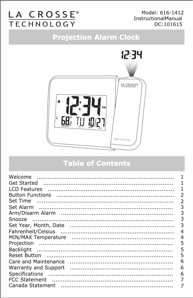 Imagen de la primera página del manual del dispositivo 616-1412