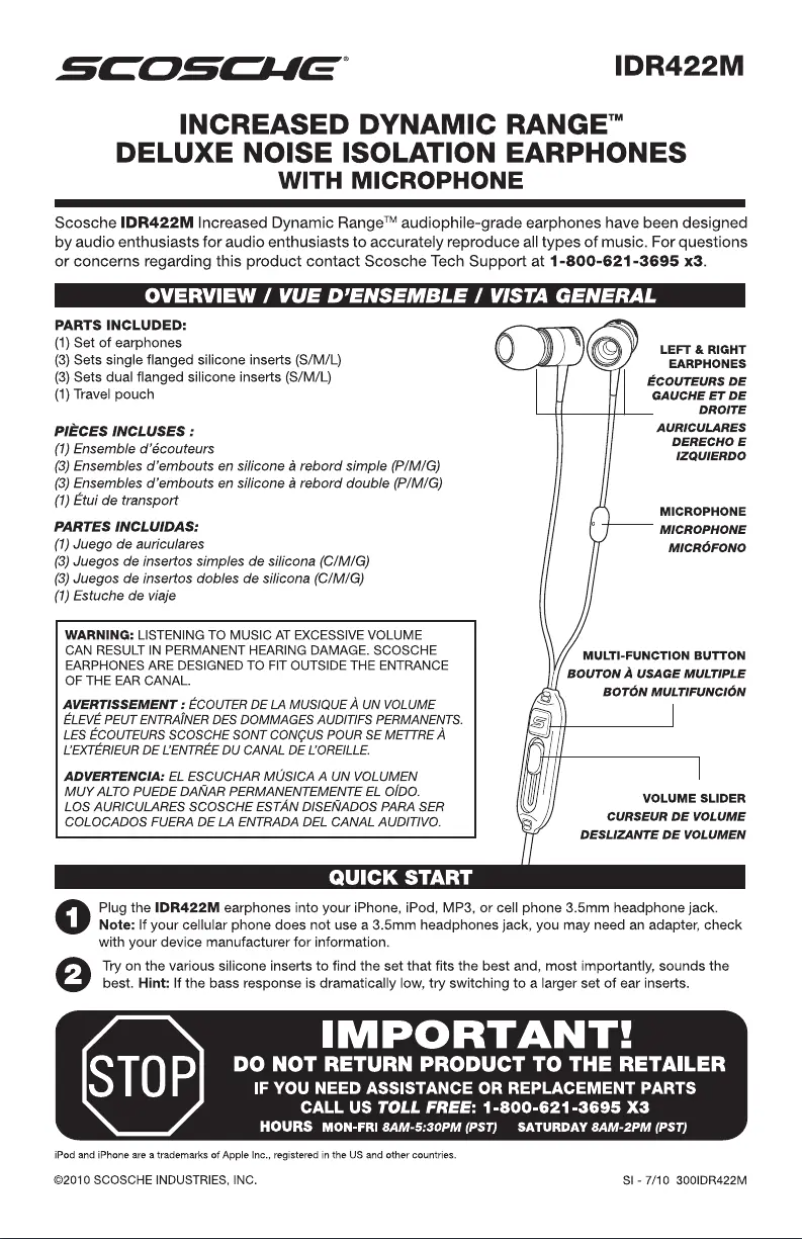 Página nº 1 - Manual de usuario Scosche IDR422M