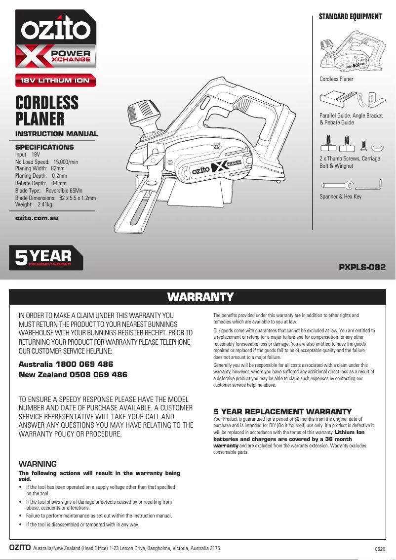 Imagen de la primera página del manual del dispositivo PXPLS-082