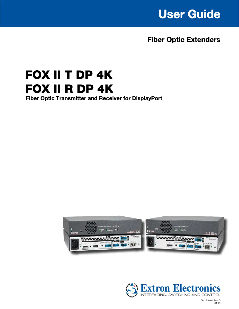 Página 1 del manual Manual de usuario Extron FOX II T DP 4K