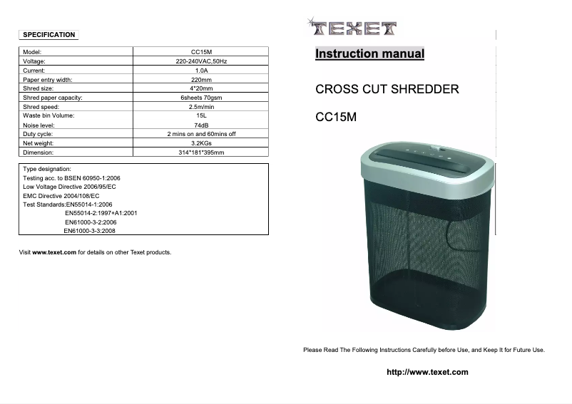 Imagen de la primera página del manual del dispositivo CC15M