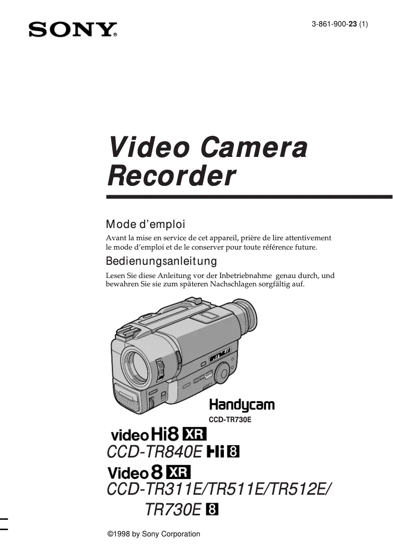 Imagen de la primera página del manual del dispositivo CCD-TR730E