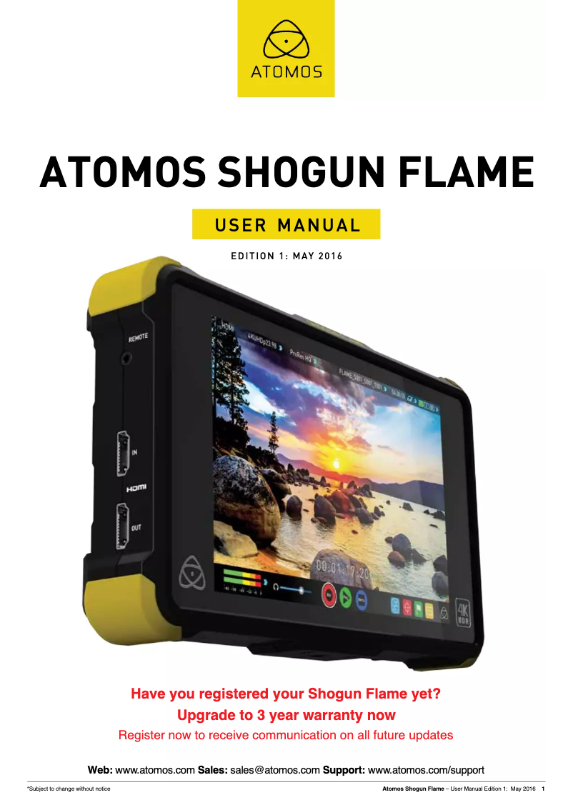 Página 1 del manual Manual de usuario Atomos SHOGUN FLAME