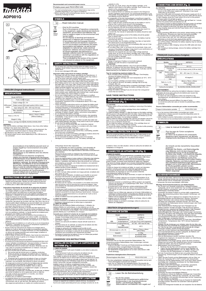 Página 1 del manual Manual de usuario Makita ADP001G