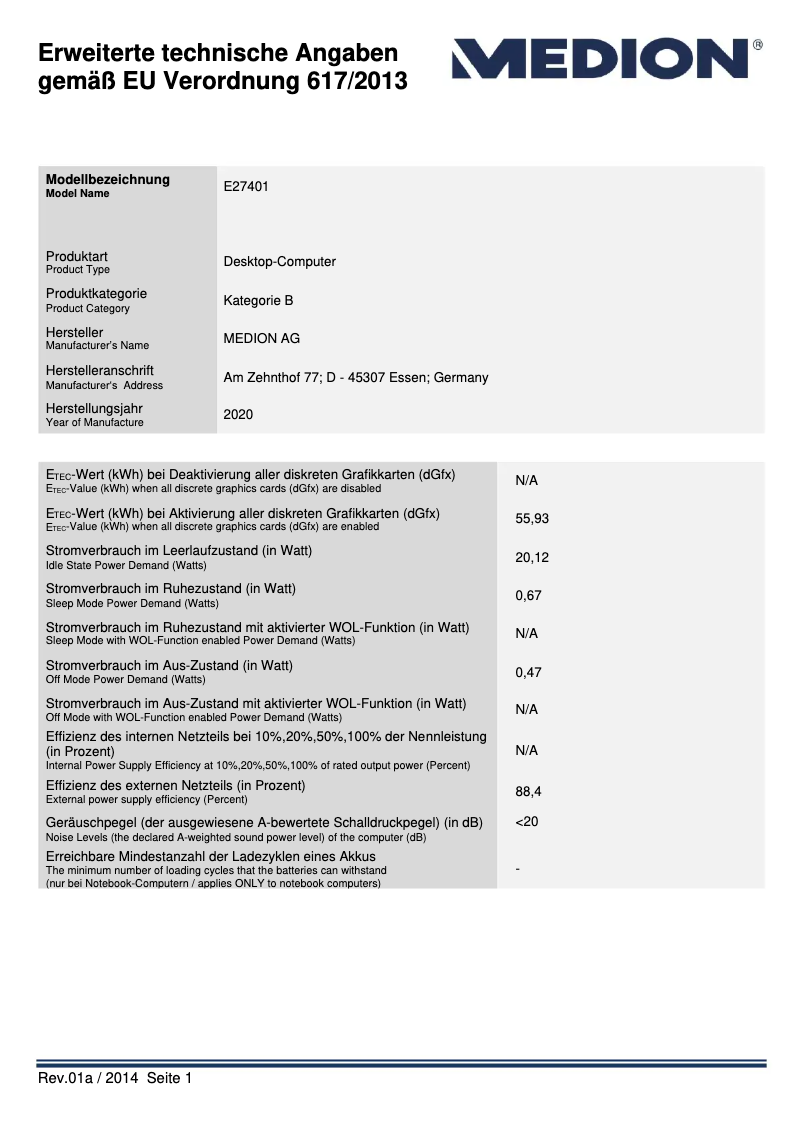 Imagen de la primera página del manual del dispositivo Akoya E27401