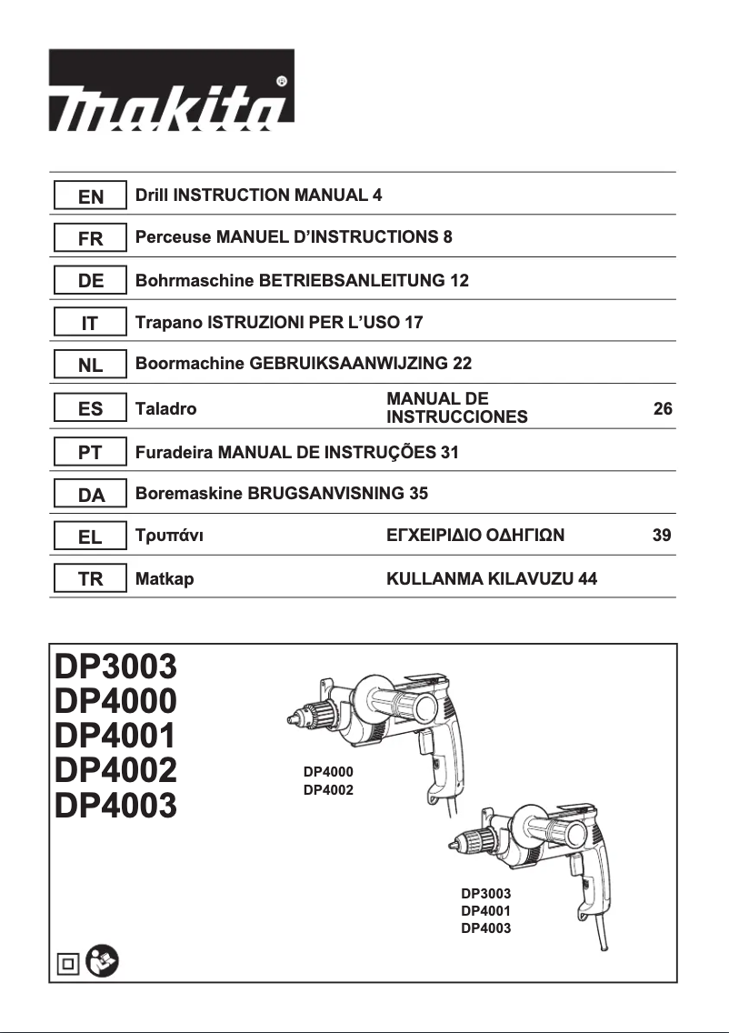 Página 1 del manual Manual de usuario Makita DP4001