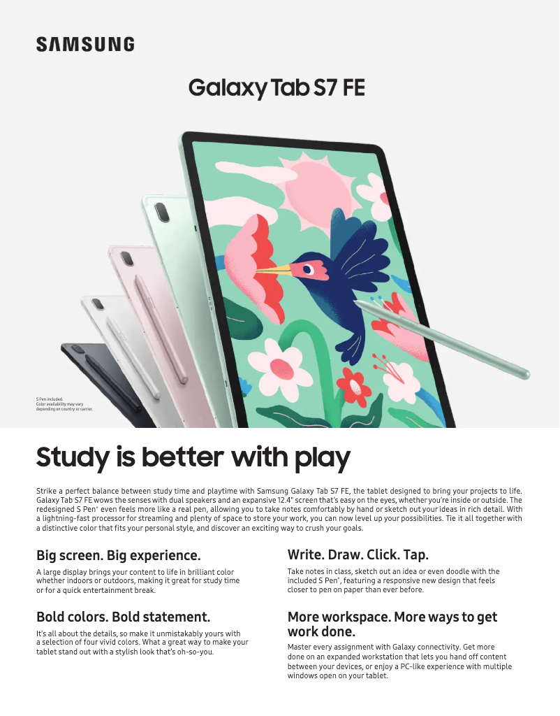 Página 1 del manual Ficha técnica Samsung Galaxy Tab S7